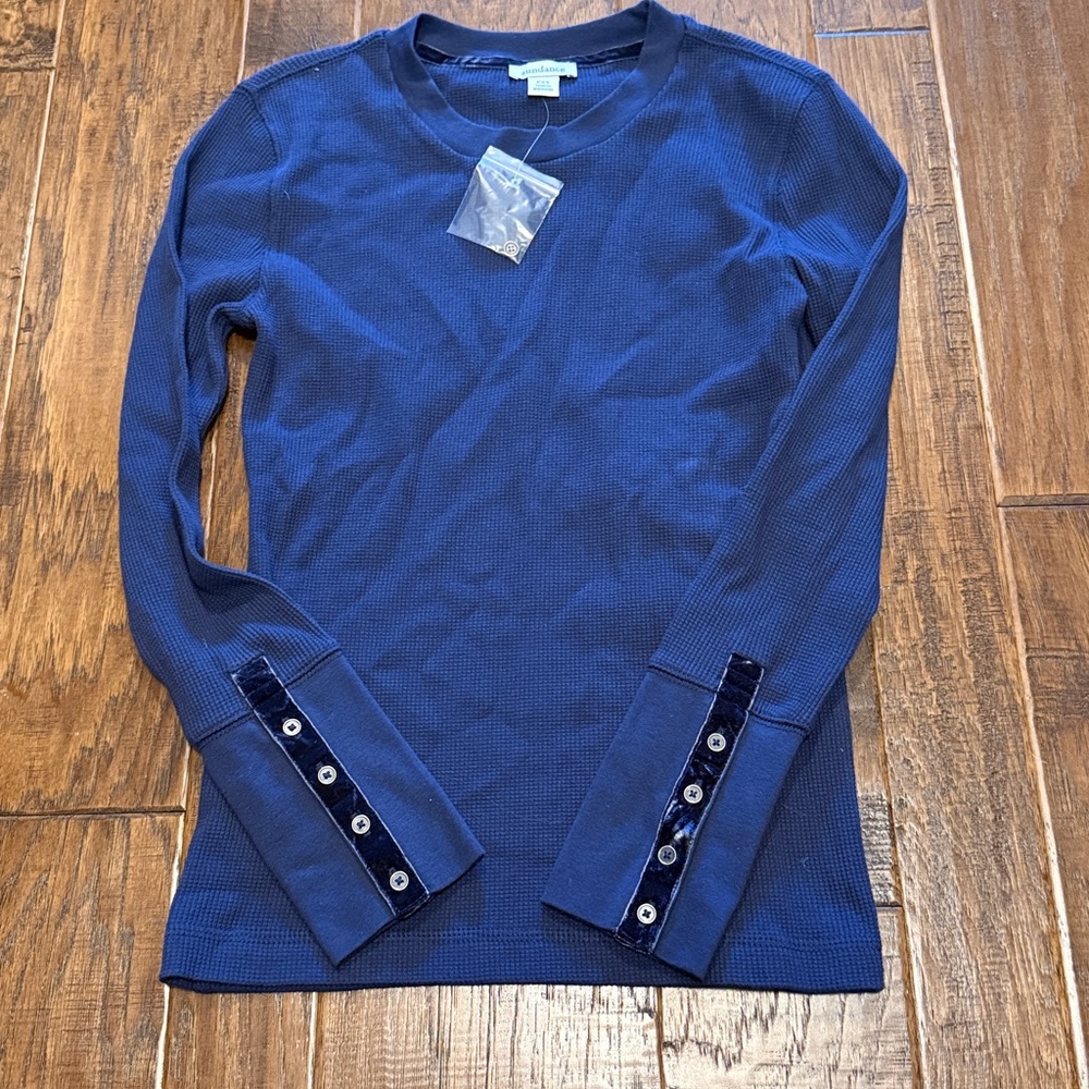 Sundance Navy Textured Knit Top